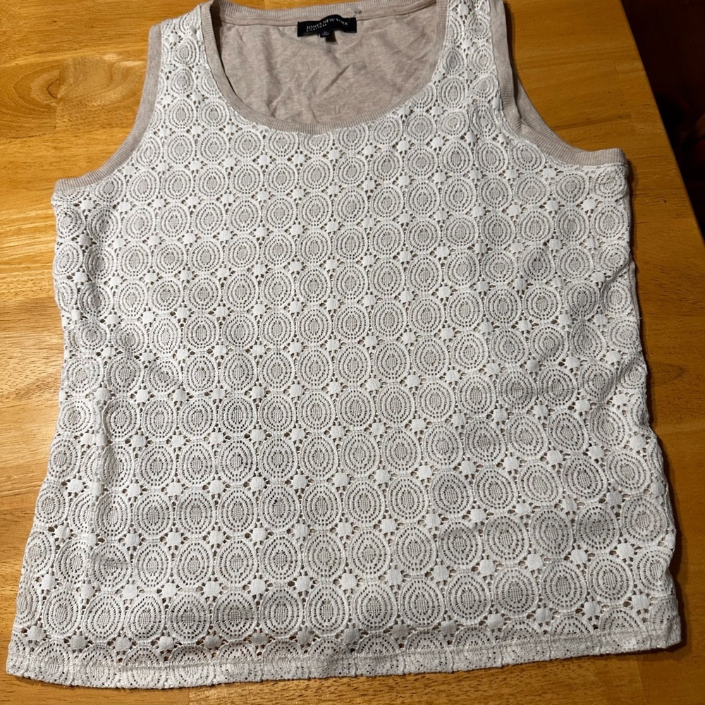 Jones New York White Lace Tank Top
